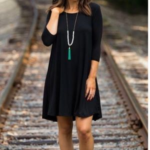 Black piko dress 3/4 sleeve